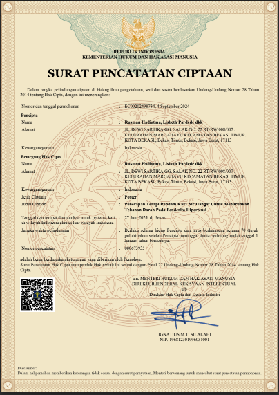 HAKI - Penerapan Terapi Rendam Kaki Air Hangat Untuk Menurunkan Tekanan Darah Pada Penderita Hipertensi