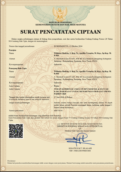 HAKI - Terapi Kombinasi Ankle Pump Exercise & Elevasi Kaki 30 Derajat Untuk Menurunkan Derajat Edema Pasien CKD