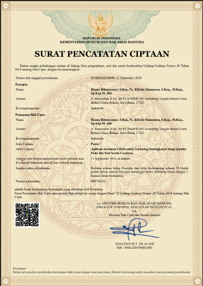 HAKI - Aplikasi Jacobson's Relaxation Terhadap Peningkatan Sleep Quality Pada Ibu Post Sectio Caesarea