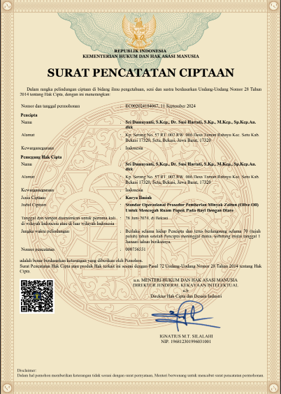 HAKI - Standar Operasional Prosedur Pemberian Minyak Zaitun (Olive Oil) Untuk Mencegah Ruam Popok Pada Bayi Dengan Diare