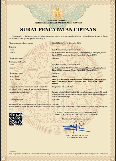HAKI - Penerapan Swaddling (Bedong) Dalam Penanganan Nyeri Pada Bayi Baru Lahir Dengan Tindakan Invasif (Heel Lance) Di RS Swasta X Jakarta